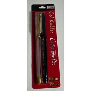 Marvy Uchida Gel Roller Calligraphy Pen Value Pack Gold 0.7mm Black 2.0mm 2ct